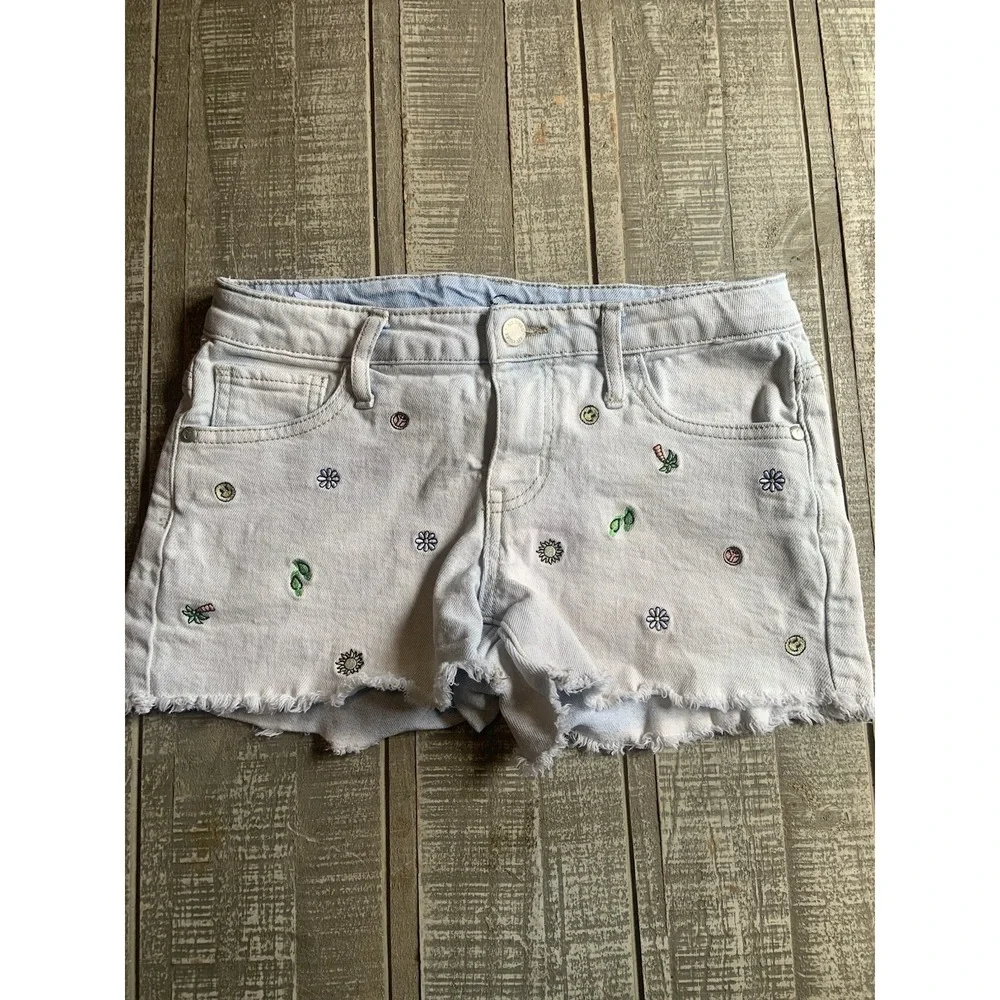 Art‎ Class Girls Embroidered Flowers Summer Jean Shorts Size XL 14-16 Light Wash